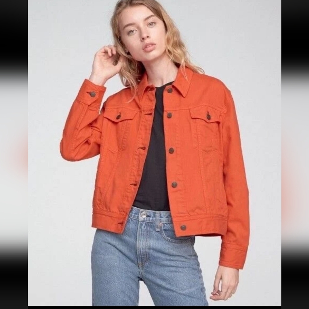 Rag & Bone Bright Neon Orange Denim Jacket - Size M